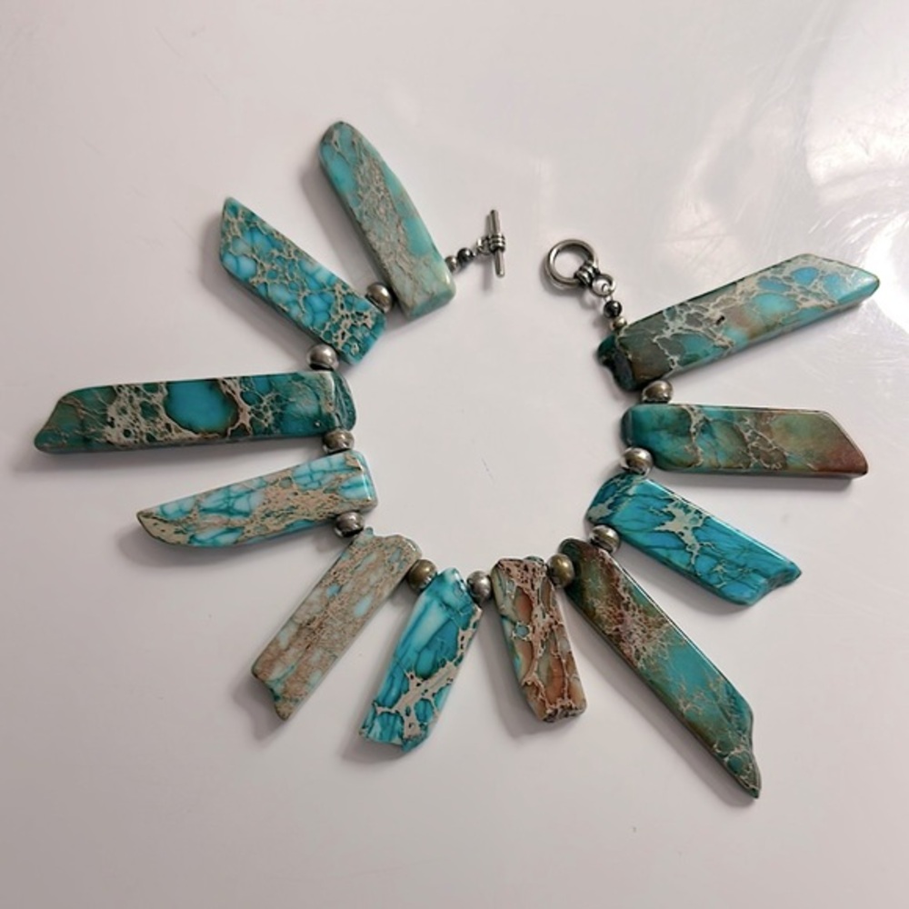Gorgeous Designer Sea Bed Jasper Bracelet with Sterling Silver | Organic Design
